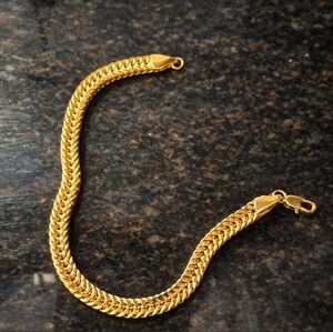 Gold Tone Braided Chain Bracelet